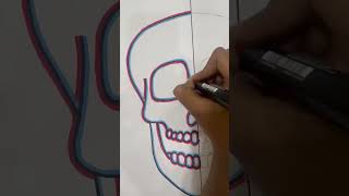 Posca markers skull  glitch and neon effect [upl. by Kirkwood175]