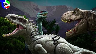 Indominus Rex VS TRex VS Therizinosaurus 🦖Battle of Giant Dinosaurs Jurassic World [upl. by Dorotea]