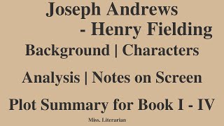 Joseph Andrews by Henry Fielding Summary of Book I  Book IV  Characters Notes josephandrews [upl. by Rod]