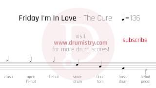 The Cure  Friday Im In Love Drum Score [upl. by Valerio414]