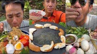 ASMR VANLONG VLOGS EATING SHOW yummy food mukbang ngontinhhay yellownoodlesoup babyeggs [upl. by Giustino]