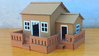 Making A House With Cardboard For School projectMiniature Cardboard House [upl. by Pillihp82]