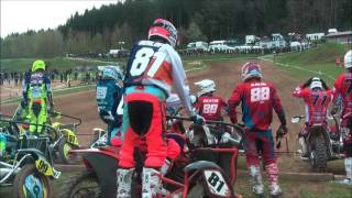 Seitenwagen Motocross Aufenau 23042017  Rennen2 hinter Startgatter AufstellungampRennstart [upl. by Kinsley587]