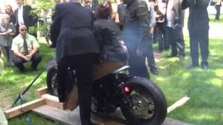 Widow does burnout on husbands bike [upl. by Holds]