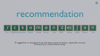 How to pronounce recommendation [upl. by Eetnod467]