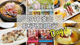 【2018釜山8天7夜自由行】BUSAN VLOG 1 釜山人推薦的豆芽湯飯 韓式生魚片 小麥冷麵 Kakao Friends 旗艦店 EP01 [upl. by Eeb]