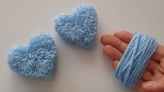 Easy Pom Pom Heart Making Idea with Fingers❤How to Make a Heart from String✔Beautiful And Easy [upl. by Kral417]