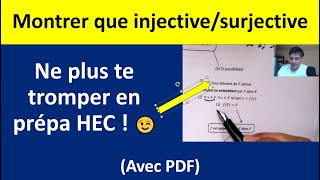 Différencier une fonctionapplication et si elle est injectivesurjective  prépa HEC [upl. by Zak500]