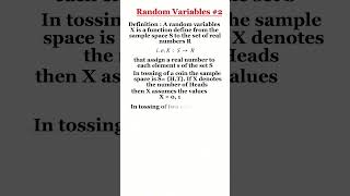 Random Variables2  Definition maths mathematics statistics [upl. by Aiclef]