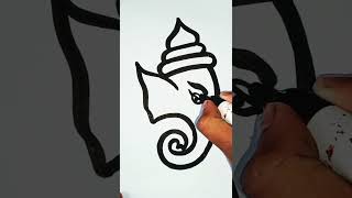 Ganesh ji face drawing arteasydrawing techniqueIdeassatisfyingvideo shortsfeedyoutubeshorts [upl. by Marga590]