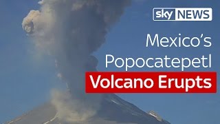 Mexicos Popocatepetl Volcano Erupts [upl. by Trina]