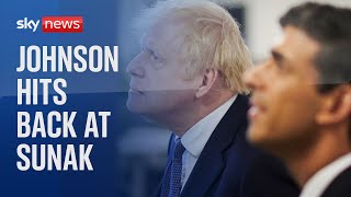 Boris Johnson hits back at Rishi Sunak in row over peerages list [upl. by Nalced]