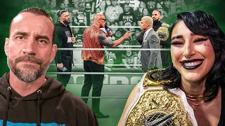 Superstars predict Rock amp Roman Reigns vs Cody Rhodes amp Seth “Freakin” Rollins at WrestleMania XL [upl. by Nimoynib]