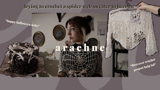 crocheting a spider web top to become arachne the queen of spiders for halloween 🕷✨ [upl. by Derian]