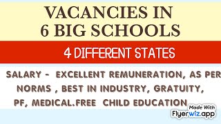 Various Private School Vacancies I Salary Best in Industry I PF Gratuity I Child education [upl. by Ayila991]