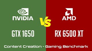 nVidia GeForce GTX 1650 vs AMD Radeon RX 6500 XT Content Creation amp Gaming Benchmark Ryzen 9 5900X [upl. by Eidurt]