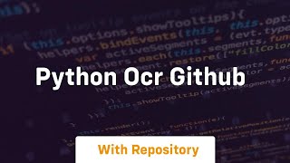 python ocr github [upl. by Moody999]