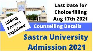 Sastra University Admission 2021  Sliding Process Explained [upl. by Atok818]