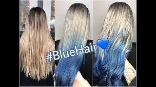 BALAYAGE  BABYLIGHTS  DIPDYE  Haartutorial in Silver mit blauen Spitzen [upl. by Halil]