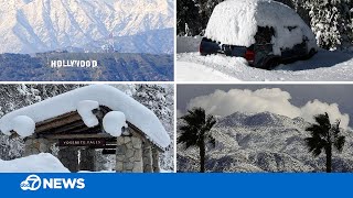 California winter storm Incredible video roundup shows snow across the state [upl. by Harry]