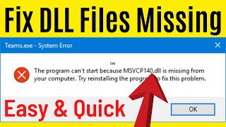 How to Fix All DLL Files Missing Error in Windows 1087 PC for FREE  Easily amp Quick Way [upl. by Burty]