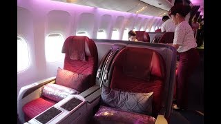 Review Qatar 777300ER Business Class ATLDOH [upl. by Aseela689]