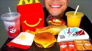 ASMR MCDONALDS TACO BELL HAPPY MEAL BURRITO FRIES DORITOS LOCOS TACO CHEESEBURGER TOY MUKBANG [upl. by Mafalda778]