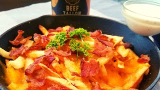 Loaded Double Fried French Fries made in Beef Tallow Delicious Crispiest Bacon Cheese Fries [upl. by Dorina381]