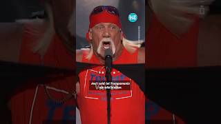 Hulk Hogan Rips Off His Shirt For American Hero Trump [upl. by Akirret]