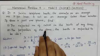 Model 1 MM1 infinityFCFS Numerical Problem 5  Queueing Theory in Operation Research [upl. by Yolanthe]