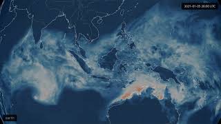 4k 60fps Convective Available Potential Energy CAPE time lapse over Southeast Asia JanFeb 2021 [upl. by Anauqes548]