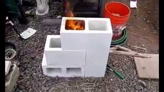 4 cinder block rocket hobo stove [upl. by Hodge]