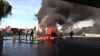 National City Amazing Video I805 SemiTruck Fire 01102017 [upl. by Nesbitt]