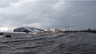 Crazy Tesla cybertruck VS DEEP FLOOD WATER [upl. by Ayotac16]