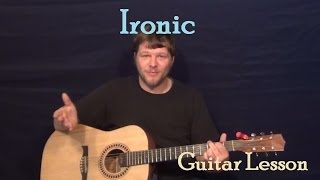 Ironic Alanis Morissette Easy Guitar Lesson Strum Chord How to Play Tutorial Capo 4th [upl. by Elyk]