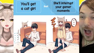 FUNNY ANIME MEMES Cat girls have downsides [upl. by Atirrehs]