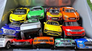 Box full of various miniature cars Peugeot Jaguar Pagani Hyundai Cadillac One Opel DHL 64 [upl. by Alemahs]