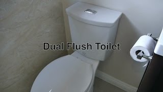 Dual Flush Toilet by American Standard w Low amp High Power Flushing  Valve  Handle Repair Parts [upl. by Anoet]