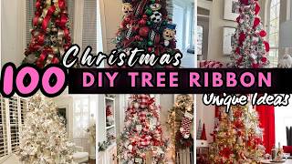 Easy 🎄🎀 DIY Christmas Tree RIBBON Ideas 2024 to Decorate Indoor Festival Themed Holiday Tree bows [upl. by Charin]