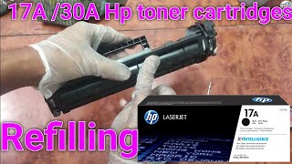 How to Refill Hp 17A Toner cartridgeshp 217a 30a 230a toner cartridge refillHp laserjet 102130fdw [upl. by Yrtneg692]