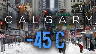 【4K】Calgary  45C Extreme Cold  ❄️ Downtown  blizzard downtown snowfall snow [upl. by Akialam]