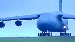 USAF  Lockheed C5B Galaxy incredible SHORT take off from Gdansk Airport BONG BARIZO TV [upl. by Sidran900]