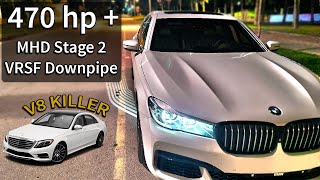 2017 BMW 740i  MHD STAGE 2  VRSF Downpipe  Data and Pulls  470 HP [upl. by Jannery]