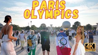 4K 🇫🇷 Paris Night Olympics Iconic Olympic Cauldron Atmosphere in Jardin des Tuileries 💃🏻 [upl. by Niwdog16]