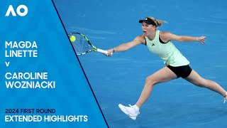 Magda Linette v Caroline Wozniacki Extended Highlights  Australian Open 2024 First Round [upl. by Ahsilet]