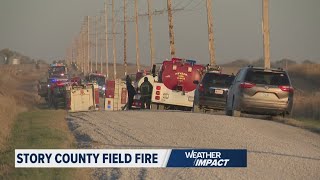 Officials warn of fire danger after Story County field fire [upl. by Nnayecats]