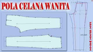 TUTORIAL MEMBUAT POLA CELANA WANITA disertai rumus dan femahamanya [upl. by Nnylannej]