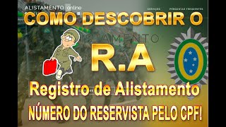 ALISTAMENTO MILITAR Como consultar Nº de reservista Como descobrir o RA Registro de Alistamento [upl. by Marv]