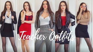 Trying On 10 Teacher Outfits  skirts tights high heels [upl. by Kaslik]