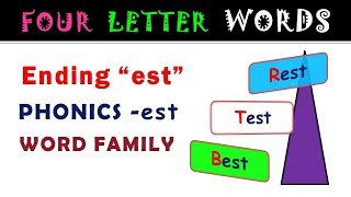 Four Letter words Ending with est  Pronunciation  English Vocabulary  Phonics  est Family word [upl. by Maureen]